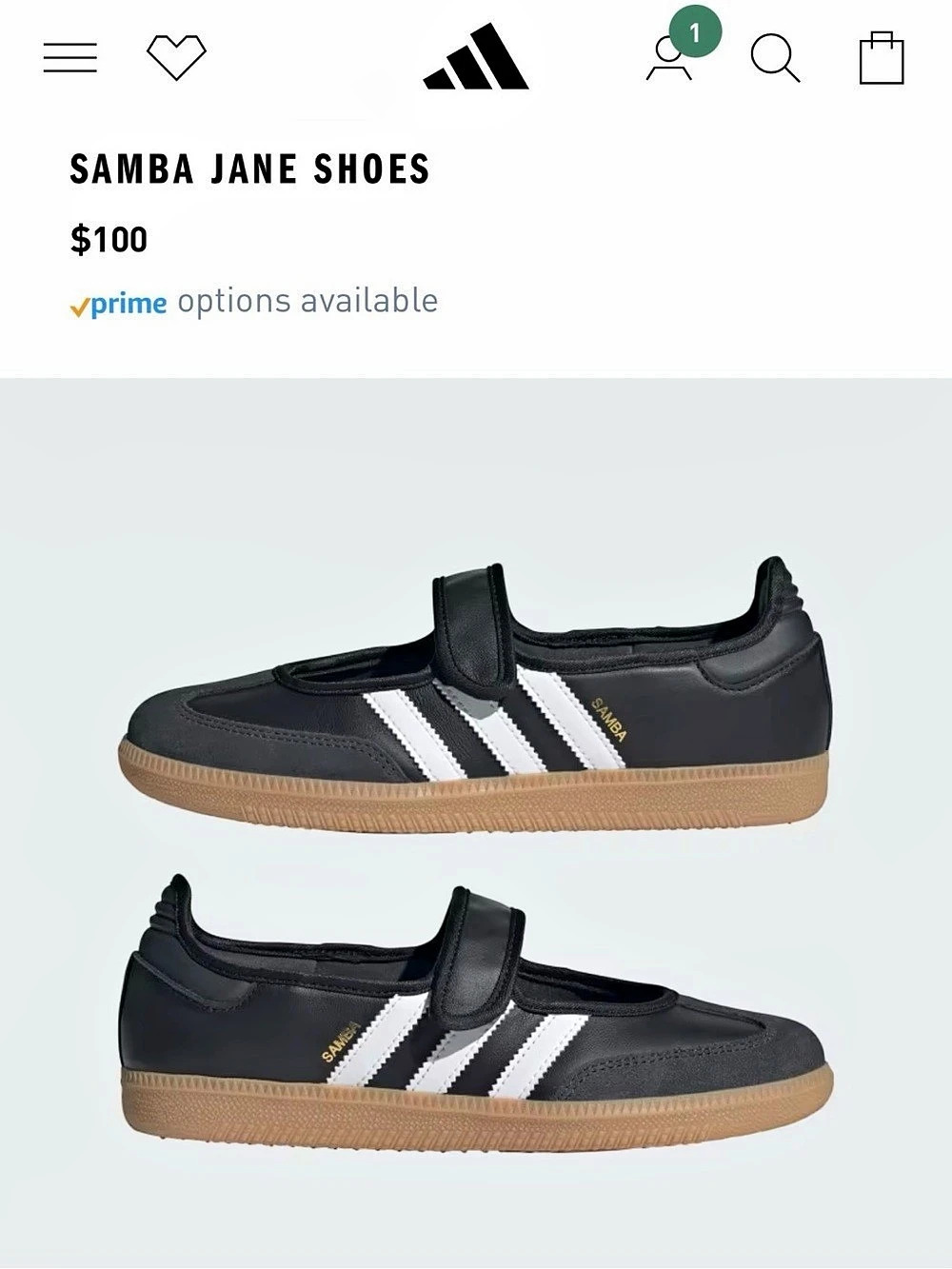 adidas Samba Jane Mary Jane Shoes in Black | 8.5
